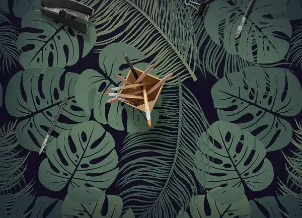 Vinilna preproga Temna tropska monstera pušča abstrakcijo