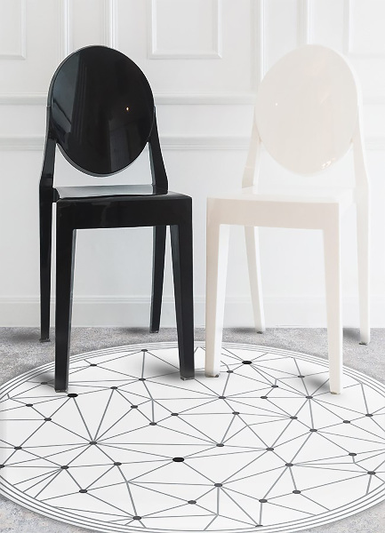 Okrogla vinilna preproga Geometrijska mreža