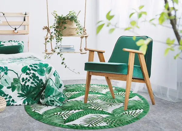 Okrogla vinilna podloga Palm listi