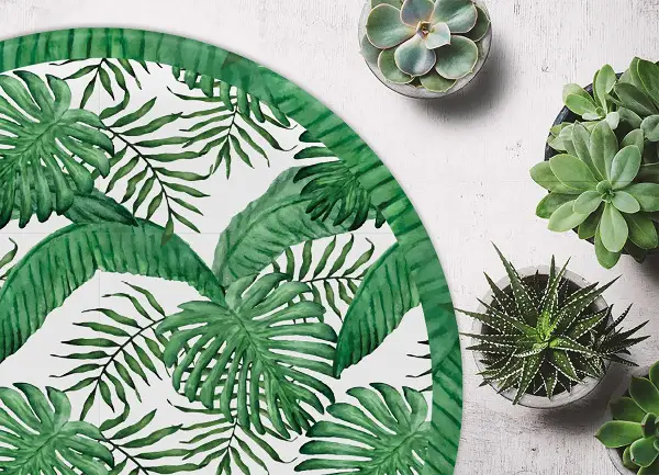 Okrogla vinilna podloga Palm listi