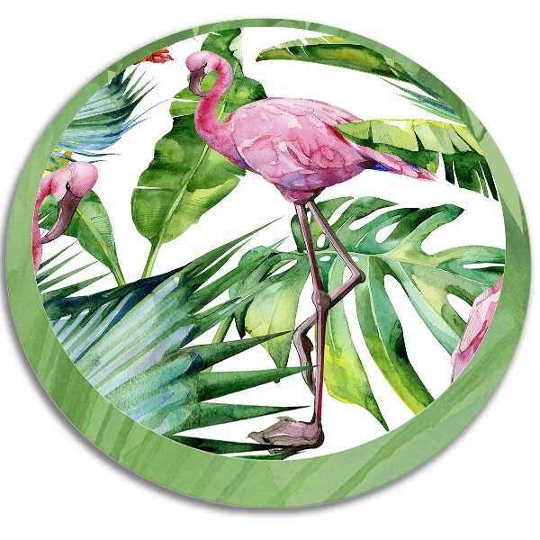 Okrogla vinilna preproga Flamingos