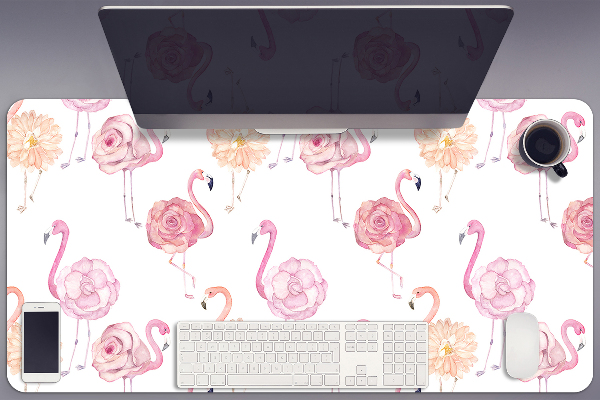 Namizna podloga Flamingos and flowers