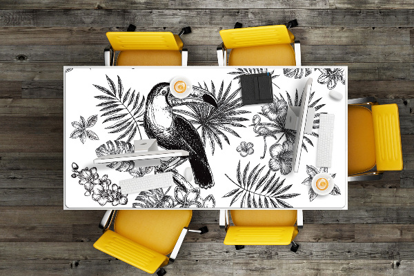 Podloga za pisalno mizo Black and white tropics