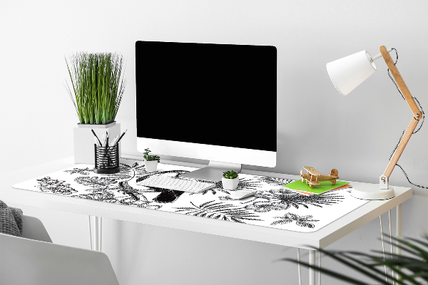 Podloga za pisalno mizo Black and white tropics