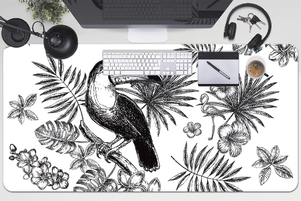 Podloga za pisalno mizo Black and white tropics