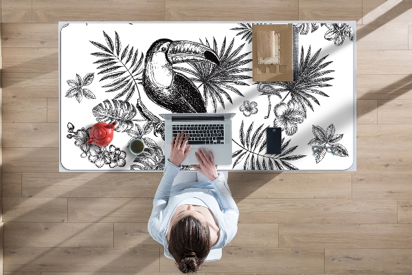 Podloga za pisalno mizo Black and white tropics