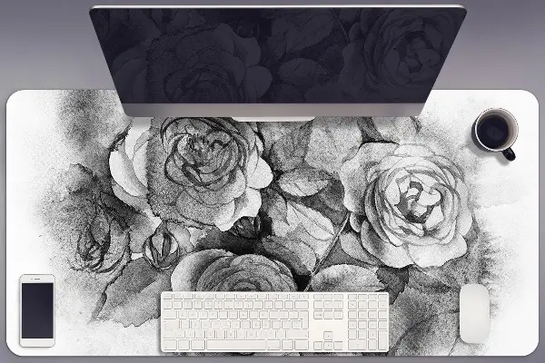 Podloga za pisalno mizo Black and white roses