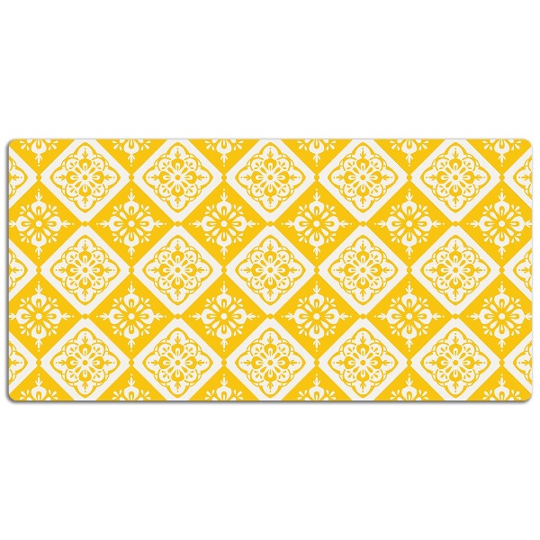 Namizna podloga Yellow white pattern
