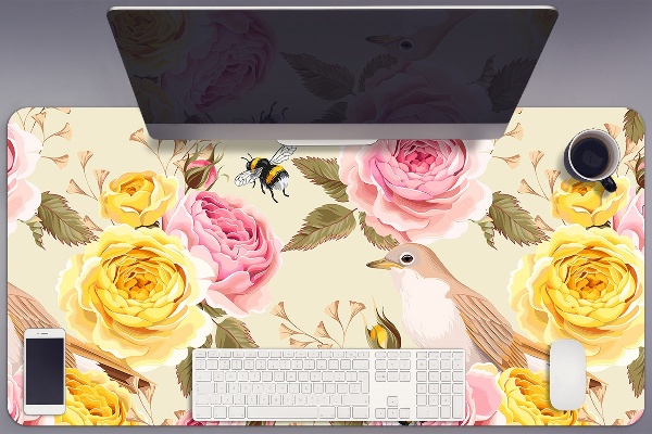 Podloga za pisalno mizo Birds and roses