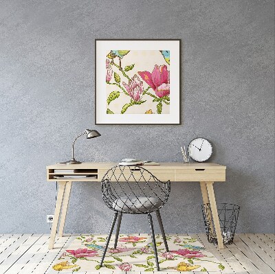 Podloga za pisarniški stol Cvetje in ptice