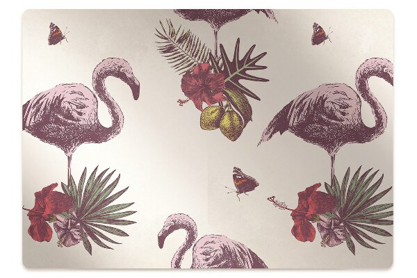 Podloga za pisarniški stol Flamingo in hibiskus