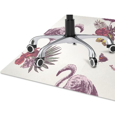 Podloga za pisarniški stol Flamingo in hibiskus