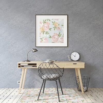 Podloga za pisarniški stol Akvareni cvetovi