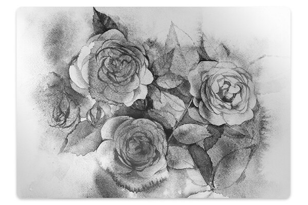 Podloga za pisarniški stol Black and white roses