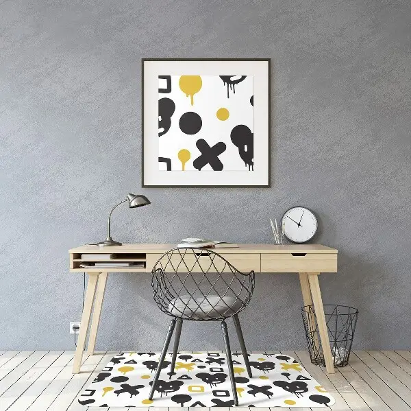 Podloga za pisalni stol Graffiti black and yellow