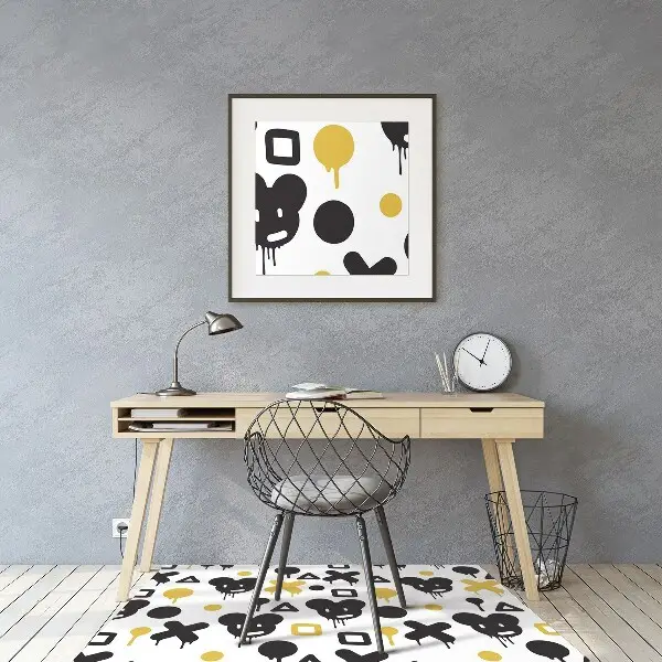 Podloga za pisalni stol Graffiti black and yellow