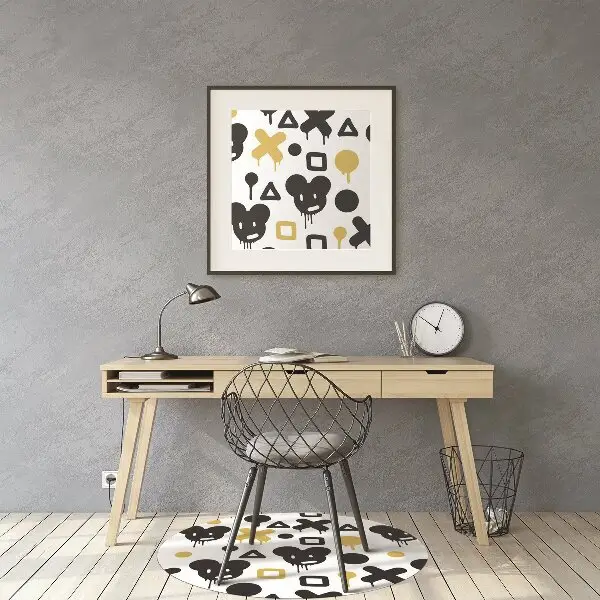 Podloga za pisalni stol Graffiti black and yellow